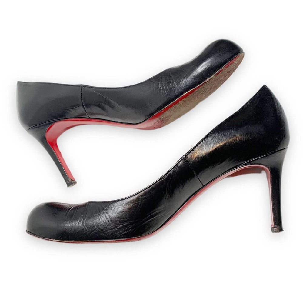 ❌SOLD❌ Authentic Christian Louboutin Matte Black Leather Pumps Women’s 39 1/2 - Picture 5 of 11
